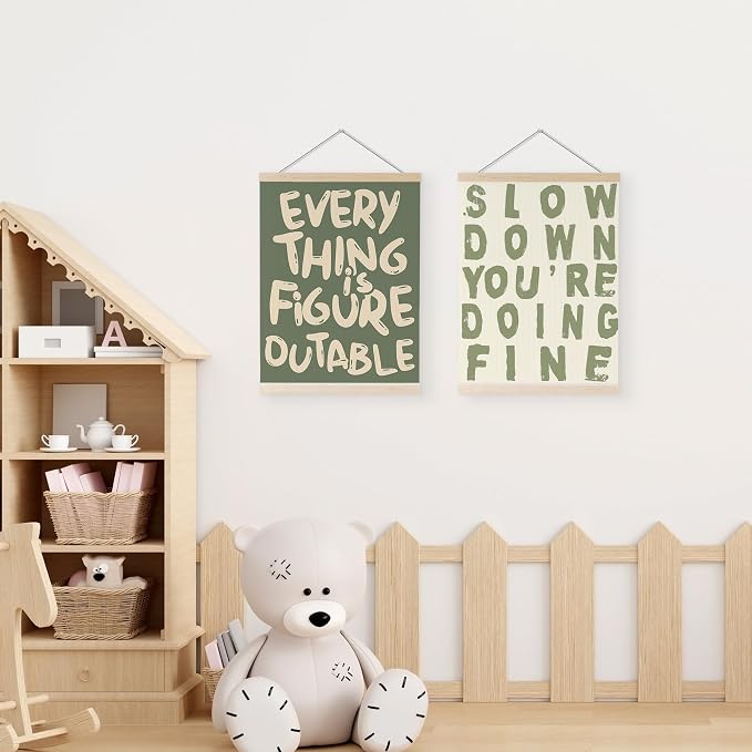 YQDEJ Everything is Figureoutable Inspirational Wall Art Poster Hanger Frame of 2, Positive Affirmations Wall Decor, Motivational Wall Art for Home Office Classroom, 12x16 Inch