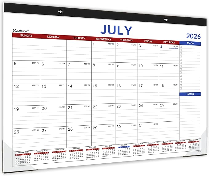 Desk Calendar 2026-2027 - 2026-2027 Desk Calendar, Jul 2026 - Dec 2027, 18 Months Calendar 2026-2027, 17" x 12", Desk Pad, Large Ruled Blocks, To-Do List & Notes, Desk/Wall Calendar for Planning or Organizing