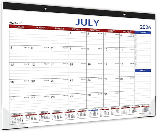 Desk Calendar 2026-2027 - 2026-2027 Desk Calendar, Jul 2026 - Dec 2027, 18 Months Calendar 2026-2027, 17" x 12", Desk Pad, Large Ruled Blocks, To-Do List & Notes, Desk/Wall Calendar for Planning or Organizing
