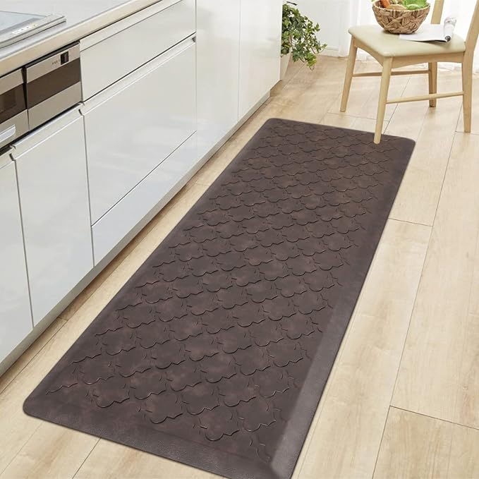 HEBE Anti Fatigue Kitchen Mats for Floor 17.3"x48", Cushioned Standing Mat | Non Slip Waterproof Kitchen Runner Rug, Heavy Duty Padded Foam Comfort Mat Floor Carpet for Standing Desk, Laundry, Sink