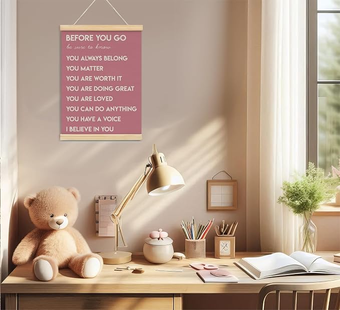 Mental Health Positive Affirmations Inspirational Wall Art Decor, Therapist Nurse Office Signs Wall Art Decor For Office Kids Teen Girls Room Bedroom Playroom Wall Decor Wood Posters Framed（pink）
