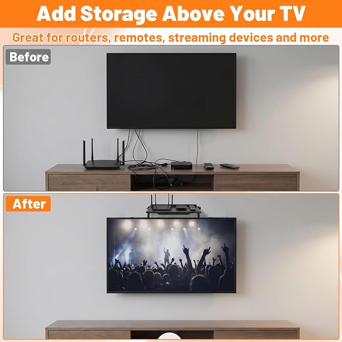 6 Pcs Over-Screen Storage Rack, Adjustable Monitor Shelf for Router, Media Box, Game Console, Remote Control & Home Decor(11.81” x 4.45”)