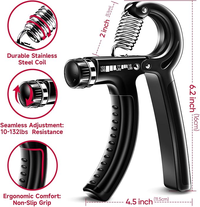 FitBeast Grip Strengthener Forearm Strengthener Hand Grips Strengthener Kit - 5 Pack Adjustable Resistance