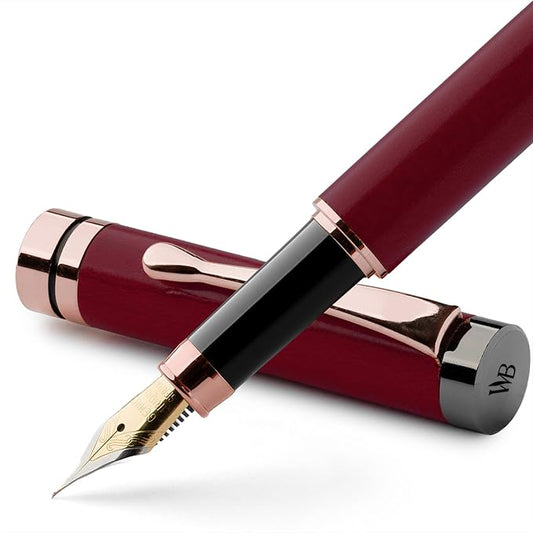 Wordsworth & Black Fountain Pen Set, Luxury Bamboo Wood - Medium Nib, Gift Case; Includes 6 Ink Cartridges, Ink Refill Converter -Journaling, Calligraphy; Drawing, Smooth Writing [Violet Wood]