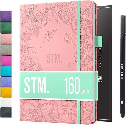 Bullet Dotted Journal Dot Grid Notebook | A5 Daily Journaling Notebooks for Personal Writing, Work, Women | 160gsm Thick Paper, Hard cover, Lay Flat Binding | 5x7 Journals Cuaderno Libretas de apuntes