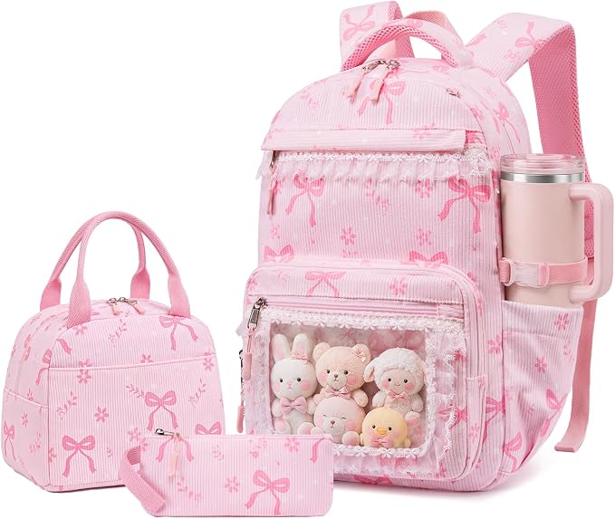 LEDAOU Backpack for Girls School Bag Kids Bookbag Teen Backpack Set Daypack with Lunch Bag and Pencil Case | Kids