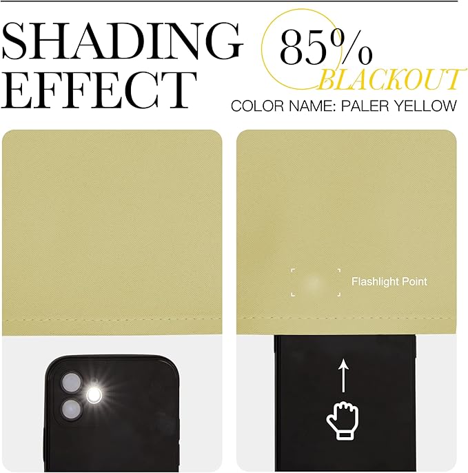 NICETOWN Paler Yellow Blackout Curtain 86" Length, W55 x L86 Inch, 8 Grommets Top, 1 Piece, Thermal Insulated Modern Window Treatment Soundproof Drape Panel for Bedroom/Living Room