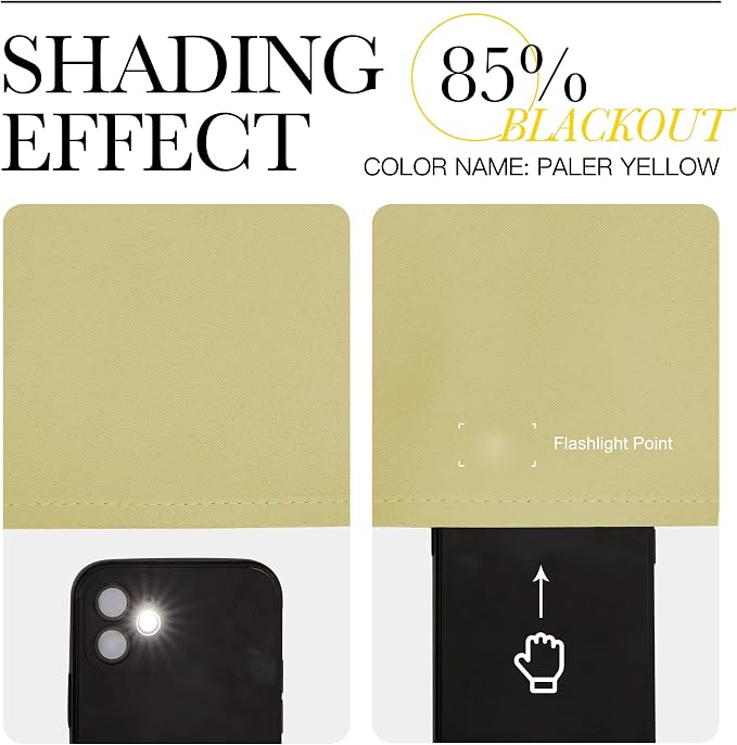 NICETOWN Paler Yellow Blackout Curtain 68 inch Long, 55 inches Width, 1 Panel, Thermal Insulated Window Treatment with Grommet Room Darkening Thermal Insulated Panel for Bedroom/Living Room