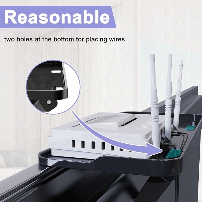 TETVIK TV Top Shelf Screen Adjustable Monitor Top Shelf Storage Bracket Tray Mount Computer Bracket for Cellphone Stand, Media Boxes, Game Console, Router, Speakers Black 2 Pieces