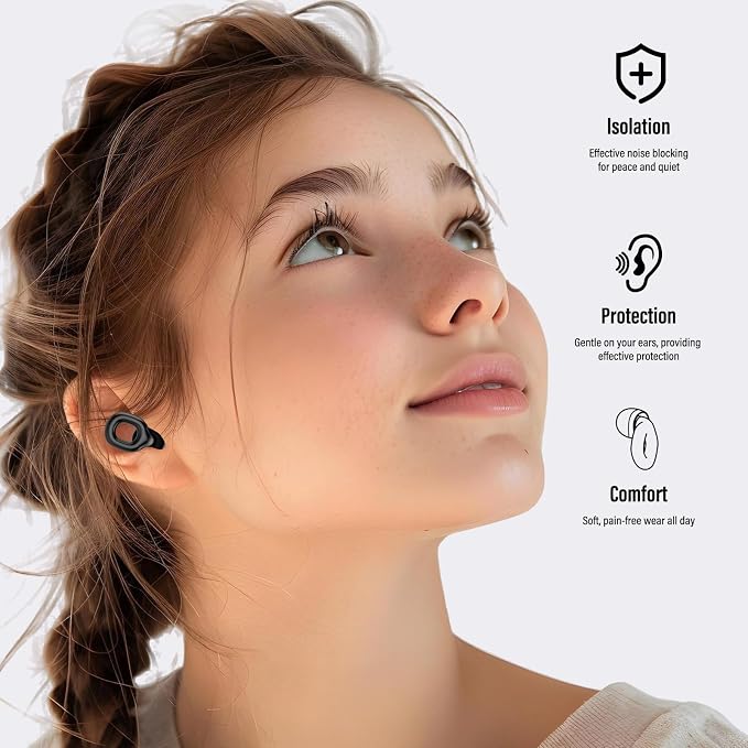 Ear Plugs for Sleeping, 35dB Noise Reduction Hearing Protection EarPlugs, Reusable Silicone Earplug, 7 Pair Eartips in XS/S/M/L Replaceable Single/Double Ear Plug for Sleep, Study, Work, Events