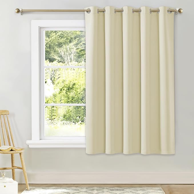 NICETOWN Bedroom Window Blackout Curtain Panel, Beige, 1 Panel, 70 x 63 inch, Thermal Insulated Blackout Drape/Drapery for Loft, Guestroom