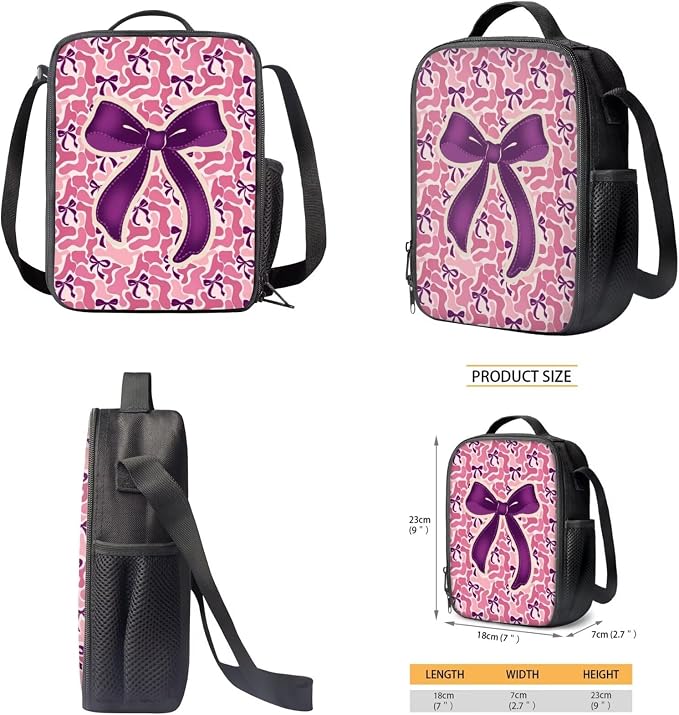 WELLFLYHOM Kids Pink Camo Bow Book Bags for Girls Ages 6-8 School Backpack | School Bookbag and Lunchbox Pencil Case Water Bottle Sleeve 4 Pcs Kids Backpack Set Gift for Back to School Season