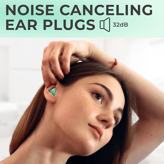 Peace&Quiet PQ Wax Ear Plugs for Sleeping, Swimming - 50 Soft Noise Cancelling Silicone Gel Wax Earplugs for Sleep and Swimmers, Ear Protection with Sound Blocking Level of 32 Db, Green