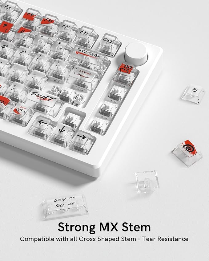 Cherry Profile Transparent Keycaps Set, Custom Keyboard Key caps 115 Keys, Shine Through Street Graffiti Style Clear Keycaps for Mechanical Keyboard, Compatible with 60% 65% 75% 98% 100% Layout