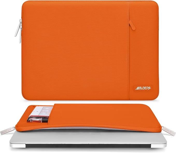 MOSISO Laptop Case 13 inch, Laptop Sleeve Compatible with MacBook Neo/Air/Pro 13 inch with A18/M5/M4/M3/M2/M1 Chip 2026-2016, Polyester Vertical Computer Sleeve Bag with Pocket, Orange