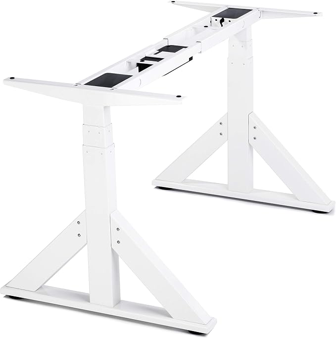 VJ205 Electric Height Adjustable Sitting Standing Desk Frame Sit Stand - Dual Motors 3 Stages Motorized Desk Base Only, White