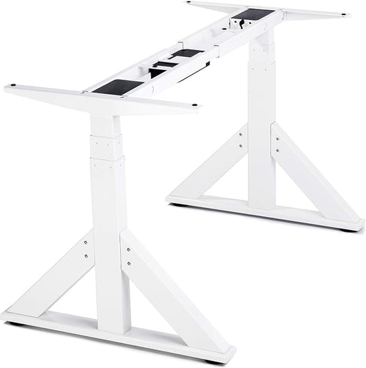 VJ205 Electric Height Adjustable Sitting Standing Desk Frame Sit Stand - Dual Motors 3 Stages Motorized Desk Base Only, White