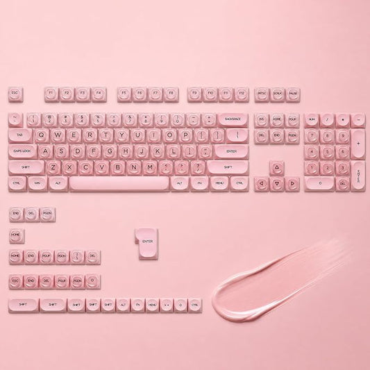 132 Keys PBT Keycaps, Jelly Keycaps Cute Creamy Key caps MOA Profile, MX-Compatible for 61/68/84/87/98/100/104-Key Mechanical Keyboard(Not Included), Pink