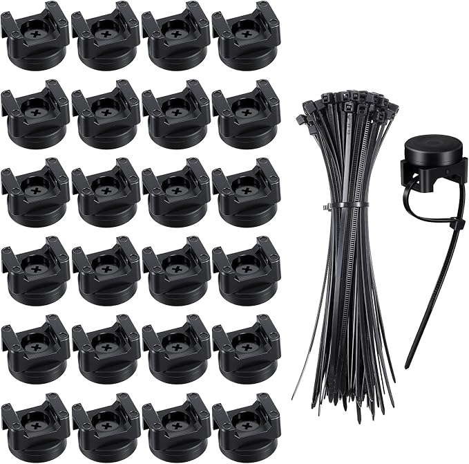 Molain Magnetic Zip Tie Mounts, 24Pcs Magnetic Clips with 100Pcs Magnetics Cable Ties, Heavy Duty Magnetics Wire Holder for Cable Management