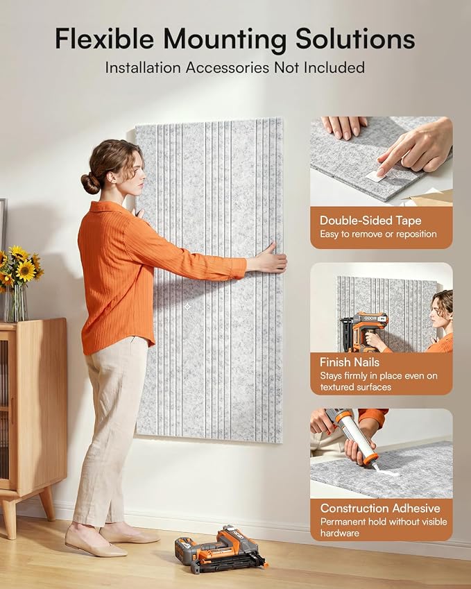 SODOCT 6 Pack Large Acoustic Panels, 47.2" X 23.6" X 0.4" Sound Proof Panels for Walls, Decorative Wall Panels for Home Studio & Office, Gray