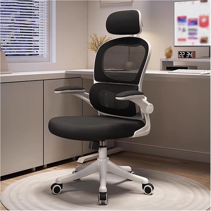 Ergonomic Heavy Duty Executive Task Chair with Adaptive Lumbar Support & Headrest, Breathable Mesh Swivel Desk Office Chair with Flip Up Armrest