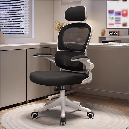 Ergonomic Heavy Duty Executive Task Chair with Adaptive Lumbar Support & Headrest, Breathable Mesh Swivel Desk Office Chair with Flip Up Armrest