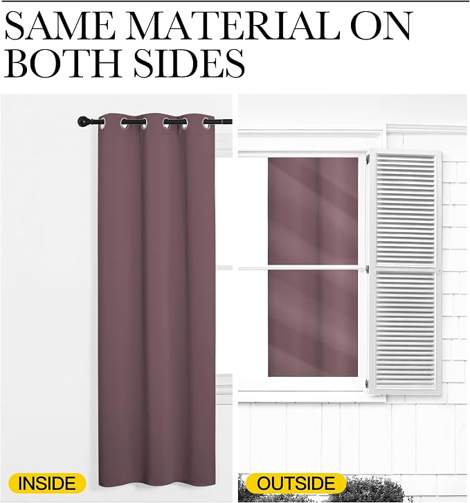 NICETOWN Blackout Curtain Blind for Bedroom, Single Panel, W34 x L72 inches, Dry Rose, Thermal Insulated Grommet Blackout Room Darkening Drape/Drapery