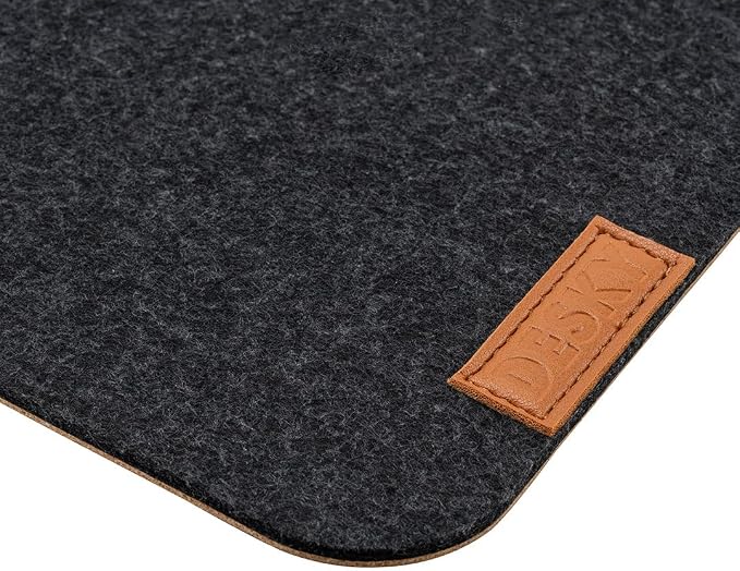 Desky Cork & Felt Desk Pad – Dual-Sided Mat with Natural Cork & Soft Felt, Non-Slip Desk Protector for Home Office, Anti-Scratch Surface (35.4" x 11.8", Dark Grey)