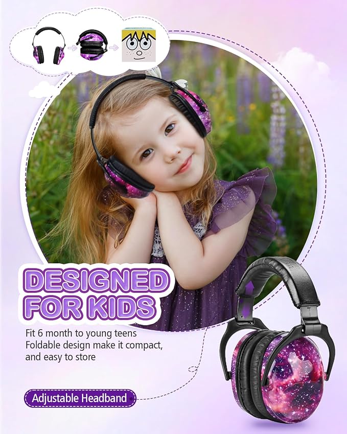 ZOHAN EM030 Kids Ear Protection, Noise Cancelling Headphones Ear Muffs for Autism Sensory, Safety Noise Reduction Hearing Protection for Monster Truck/Concerts/Fireworks/Air Shows