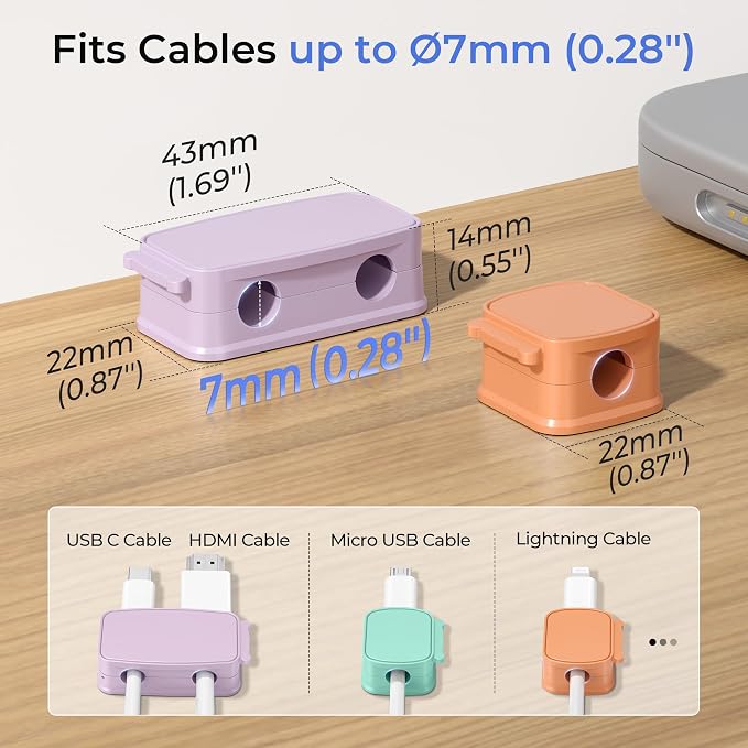 Basesailor 8Pack Magnetic Cable Clips,Cord Holder,Desk Cable Management | Strong Adhesive Cables Organizer,Phone Charger Wire Keeper for Nightstand,Desk,Wall,Car,Desktop,Table,Home,Office