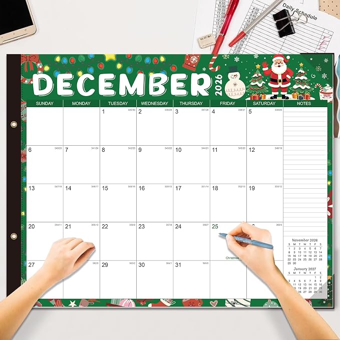 Desk Calendar 2026-2027 - 22" x 17", 18 Month Desk Calendar july 2026-2027 Dec, Large Monthly Desktop Calendar with Plastic Cover, Thick Paper, Corner Protectors - Colorful(2 Stickers Included)