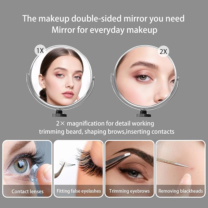 10" Desk Ring Light with Stable Tripod & Interchangeable Makeup Mirror/Phone Clamp, 120 LEDs 5 Dimmable Color & 10 Brightness Level, Ring Light for Desk/Zoom/TikTok/Makeup