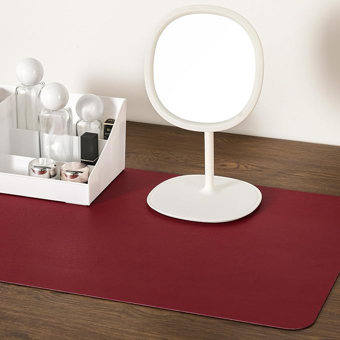 Dual Sided Desk Pad Faux Leather Desk Mat Large Mouse Pad | Desk Pad Protector Non-Slip Waterproof Desk Mouse Pad for Writing Desk, Office, Home(Red Black 35.4"X17")