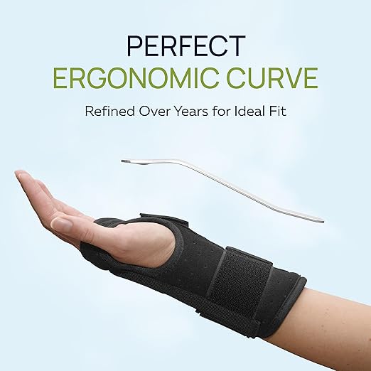 Carpal Tunnel Wrist Brace Support with 2 Straps and Metal Splint Stabilizer - Helps Relieve Tendinitis Arthritis Carpal Tunnel Pain - Reduces Recovery Time for Men Women - Right (L/XL)
