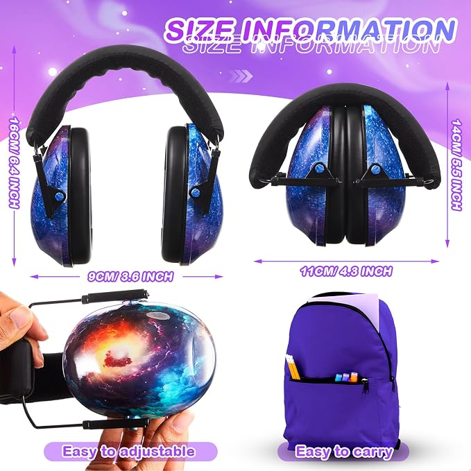 Amylove 12 Pcs Kids Ear Protection Noise Cancelling Headphones Ear Muffs Bulk 27db Adult Noise Reduction Hearing Earmuff(Universal Fit (kids & Adults),Starry Sky Style)