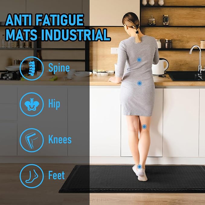 Anti Fatigue Mat 3x7 Ft 15/16" Thick Soft Sponge Ergonomic Mat | Comfort Extended Floor Mat Vigorous Diamond Mat Resolute Standing Mat Dock Warehouse Packing Station Fulfillment Center Black