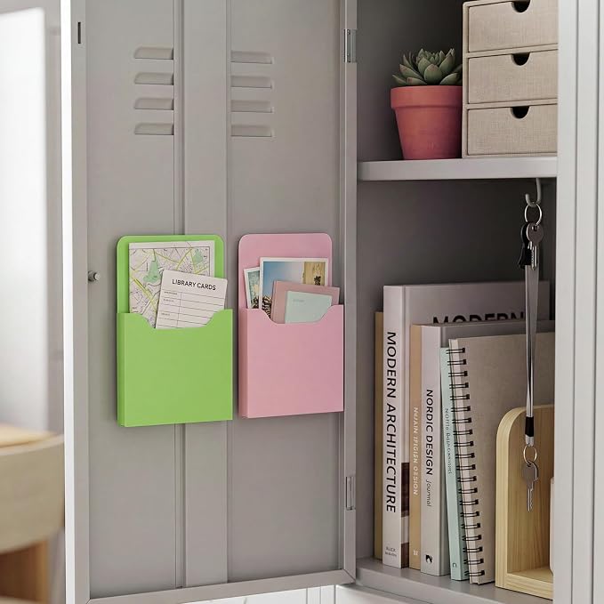 Gilprop 8 Pack Magnetic File Holder, 5"x7"x1.2" Magnetic Wall File Folders for Whiteboard, Hanging Classroom Organizer Storage, Refrigerator Magazine Holder for Mail Letters Paper Desk Office