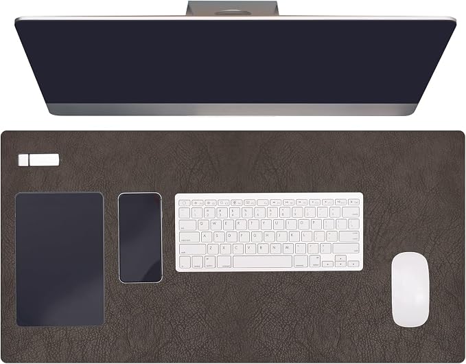PATIKIL 35.4" x 17.7" Leather Desk Pad Protector, Large Dual-Sided Desk mat Waterproof PVC Leather Mouse Pad for Laptop Computer Writing Desk Table Gaming Home, Coffee/Black