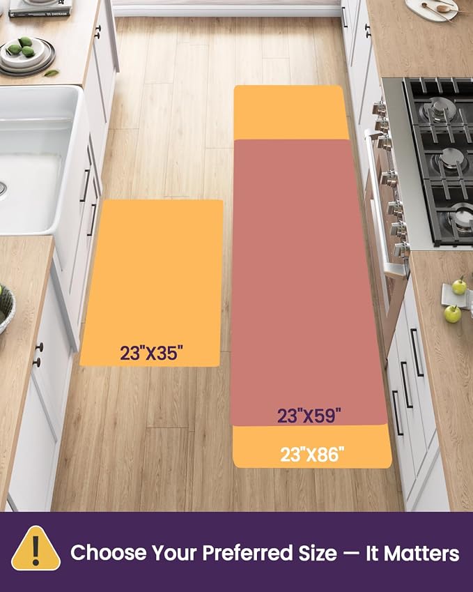 DEXI Kitchen Mats for Floor Cushioned, 23x35 Wide Runner Rug Non Slip, Waterproof Soft Comfort Standing Padded Anti Fatigue Decorative, Light Beige