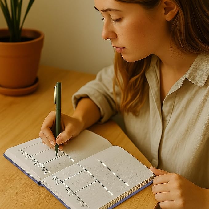 Dot Grid Journal with 160GSM Thick Paper, 192 Pages, A5 Dotted Notebook for Work, School, Travel | 180° Lay Flat, Foil Stamped Cover, Elastic Band, 2 Bookmarks & Inner Pocket (Dark Purple)