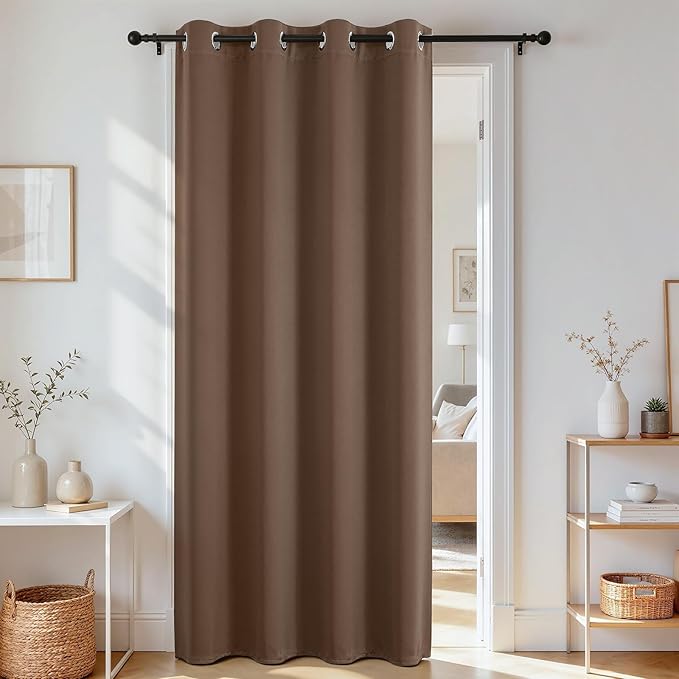Joydeco Blackout Door Curtain for Doorway Privacy 78 Inches Long, Grommet Closet Curtain for Open Closet, Room Divider for Bedroom Living Room (Khaki, 40Wx78L, 1 Panel)