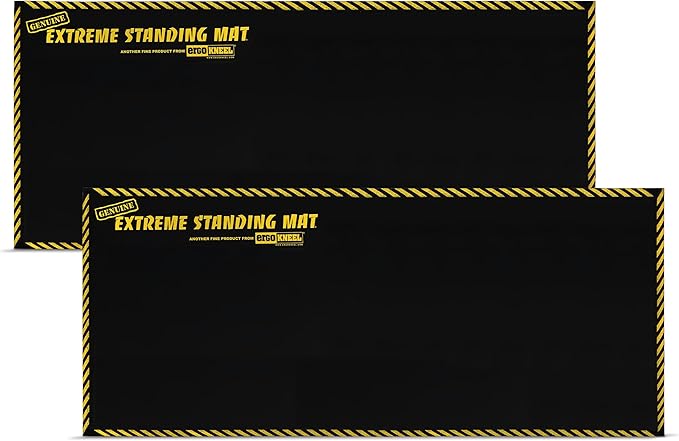 3’ x 7’ Black 1” Thick 2pk | Anti Fatigue Mats for Standing |2 Pack of Industrial Antifatigue Mat with Safety Stripes | Anti Fatigue Mat for Work & Workplace