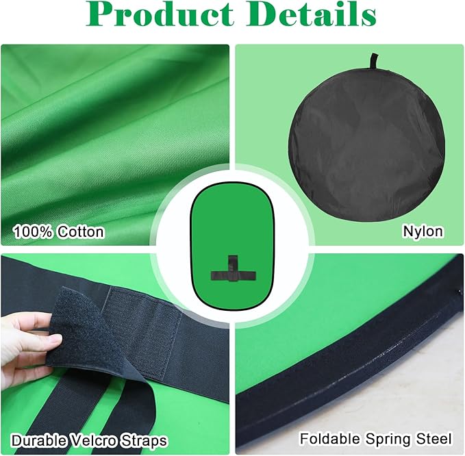 Green Screen Backdrop, 58in Portable Green Screen Chair with Stand Double Sided Foldable Green Background, Chroma Key, for Photography Streaming Gaming Photo Zoom Video Chats and Meeting