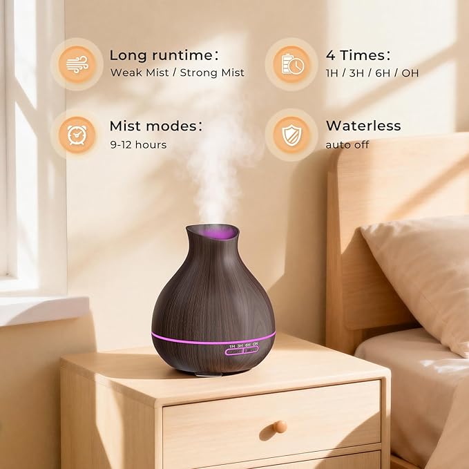 BZseed Aromatherapy Essential Oil Diffusers,2 PCS 550ml High Mist Output Humidifiers for Large Room, Home, Waterless Auto-Off, 7 Color LED Lights Cool Mist Humidifier Ultrasonic Diffusers