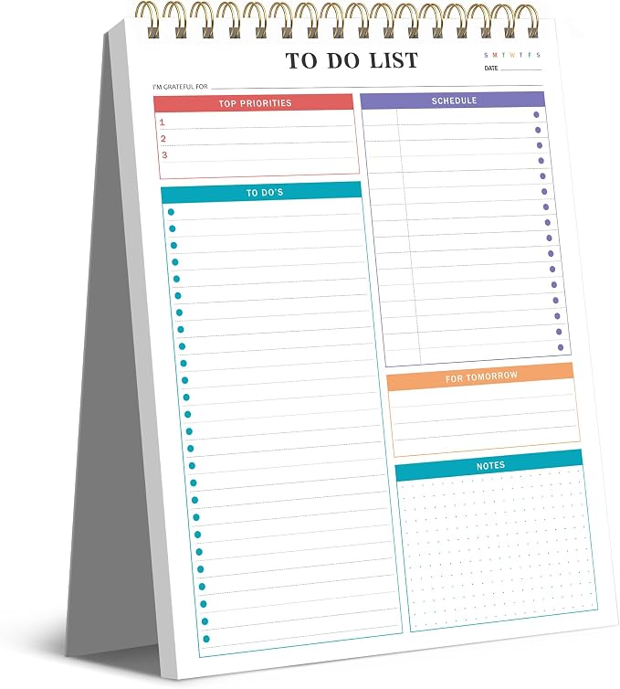To Do List Notepad Notebook for Work 8.5"x11"Undated Daily Planner | Checklist Note Pad with Schedule, Task Tracker, Stay Organized, Office Supplies & Desk Accessories, 52 Tear-Off Sheets, Gray