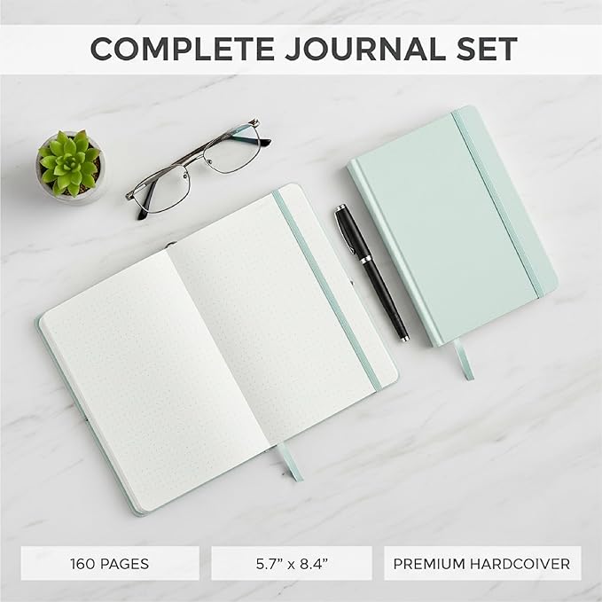 Mr. Pen- Dotted Journal Notebook, A5 Medium Size (5.7"x8.4") | 160 Pages (80 Sheets), Fabric Hardcover, 100 GSM Thick Paper, Bullet Dotted Journal for Planning, Tracking