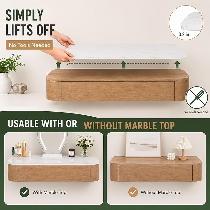 Floating Makeup Vanity Desk with Drawers Wall Mounted Makeup Table with Storage Fully Assembled Floating Vanity Desk Space Saving Modern Dressing Table for Bedroom Closet(Dark Gray,63")