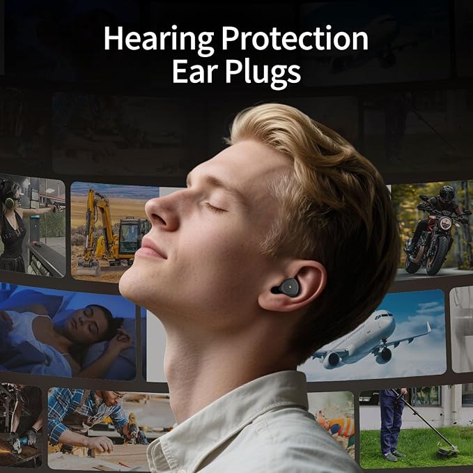 Ear Plugs for Sleeping Noise Cancelling:Reusable Ear Plugs for Noise Reduction for Snoring/Concerts/Travel/Shooting,Soft Silicone Sleep Earplugs with 6 Ear Tips & Bag(Black)