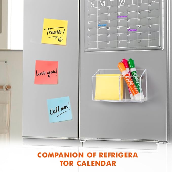 BEYGORM 2 Pack Magnetic Dry Erase Marker Holder for Whiteboard,Non-slip Acrylic Magnet Pen Holder for Fridge Refrigerator,Locker Organizer for Work,Locker Accessories,Pencil Cup,Marker Organizer