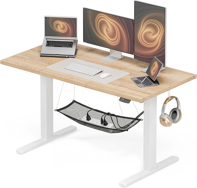 Acrolix Electric Standing Desk, Height Adjustable Home Office Desk with Memory Presets & Cable Management,Oak Sit Stand Desk for Work from Home, Ergonomic Computer Desk (55" x 24")